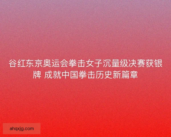 谷红东京奥运会拳击女子沉量级决赛获银牌 成就中国拳击历史新篇章
