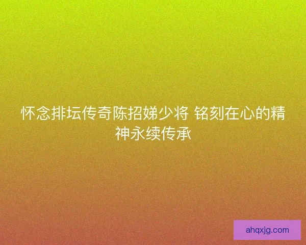 怀念排坛传奇陈招娣少将 铭刻在心的精神永续传承