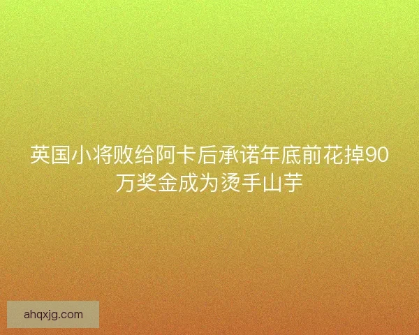 英国小将败给阿卡后承诺年底前花掉90万奖金成为烫手山芋 英国小将败给阿卡后承诺年底前花掉90万奖金成为烫手山芋